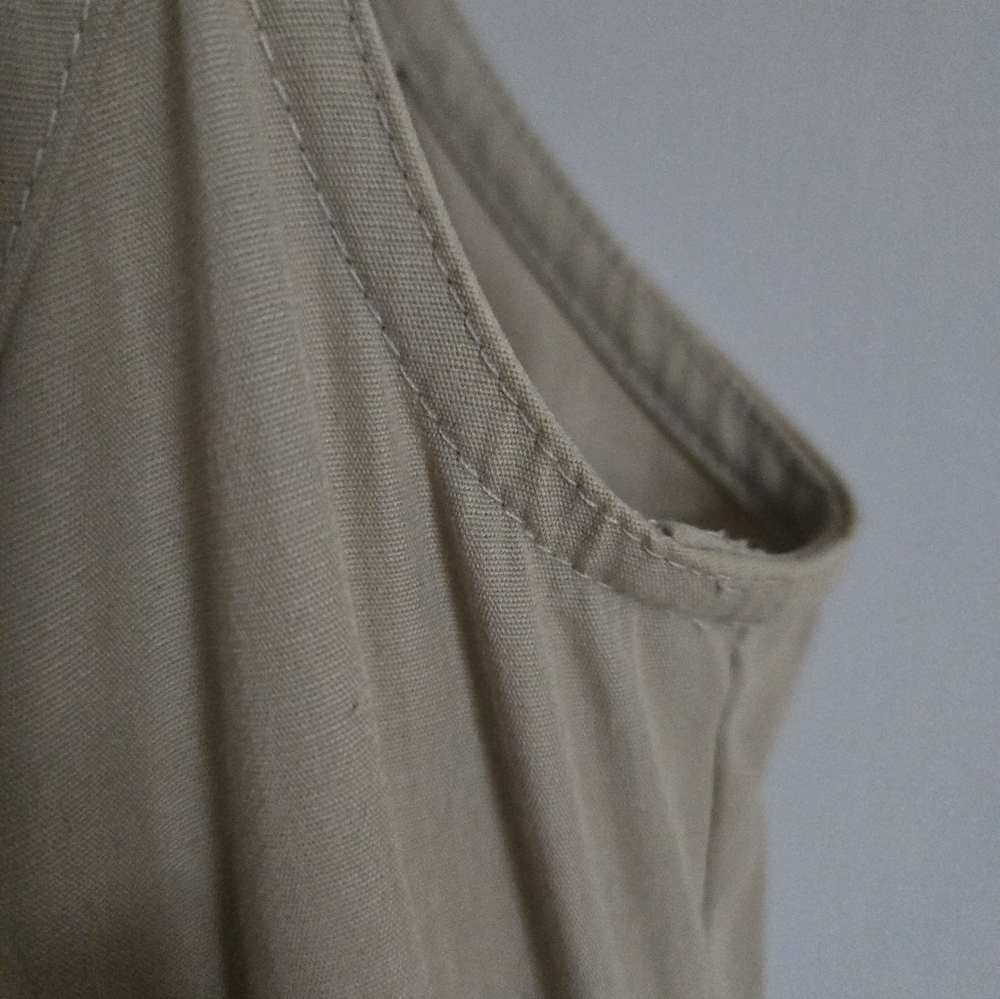 Designer Jean-Claude Poitras 90s Sleeveless Tan Button-Front Dress - Picture 7 of 11